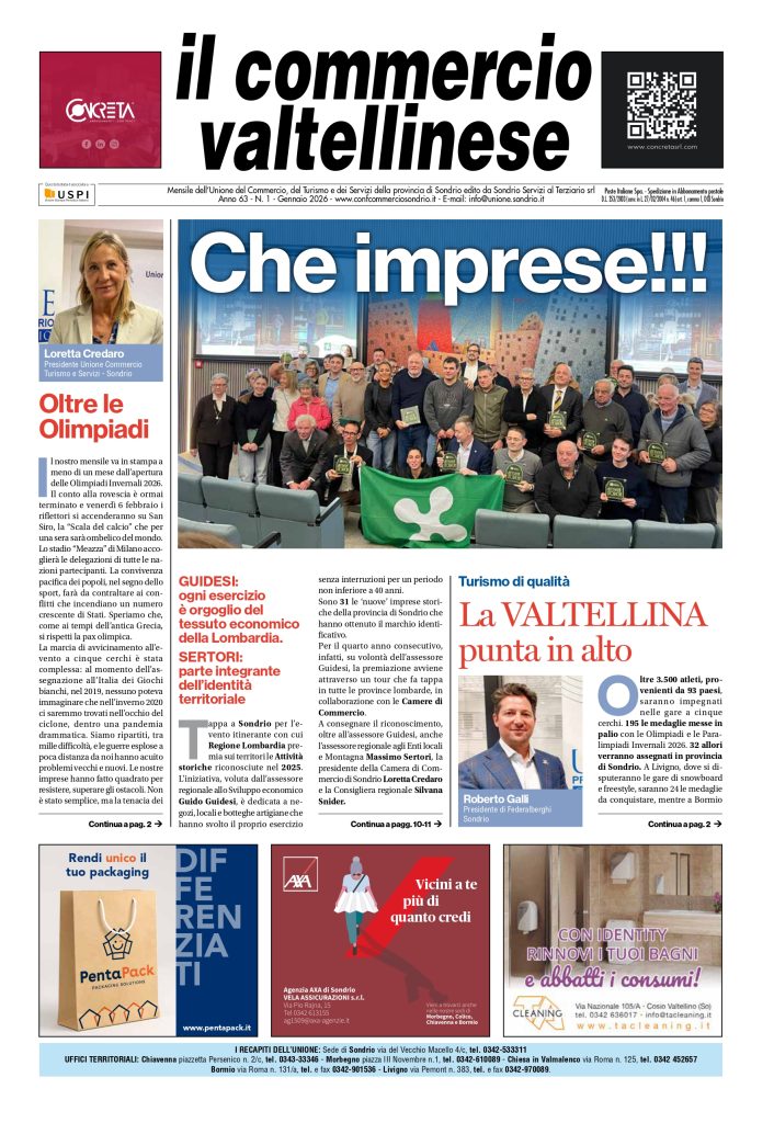 È ONLINE “IL COMMERCIO VALTELLINESE” DI GENNAIO 2026