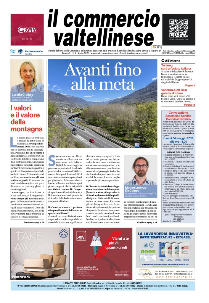 “IL COMMERCIO VALTELLINESE” DI APRILE È ONLINE