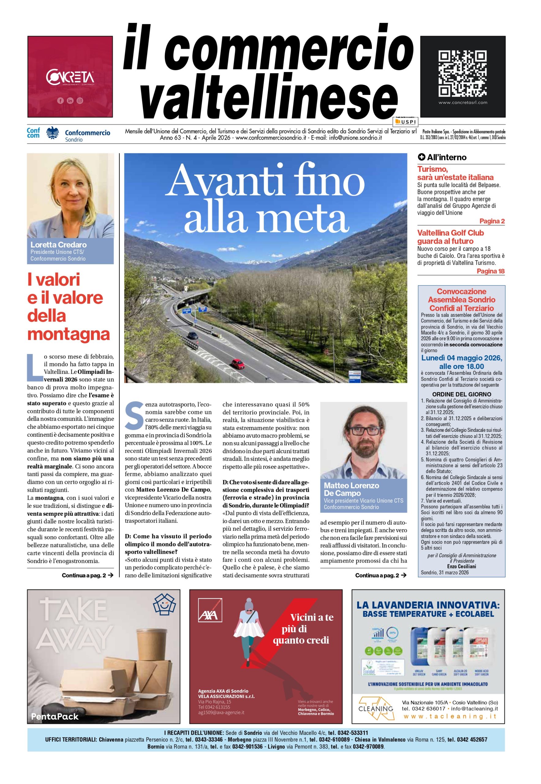 “IL COMMERCIO VALTELLINESE” DI APRILE È ONLINE
