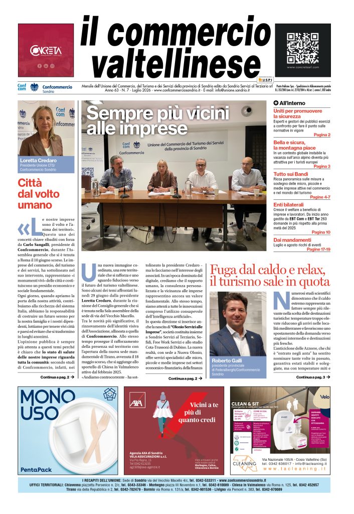 È ONLINE “IL COMMERCIO VALTELLINESE” DI LUGLIO 2026