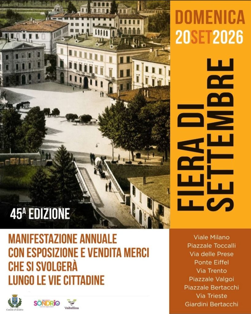 SONDRIO, DOMENICA 20 C’È LA FIERA DI SETTEMBRE