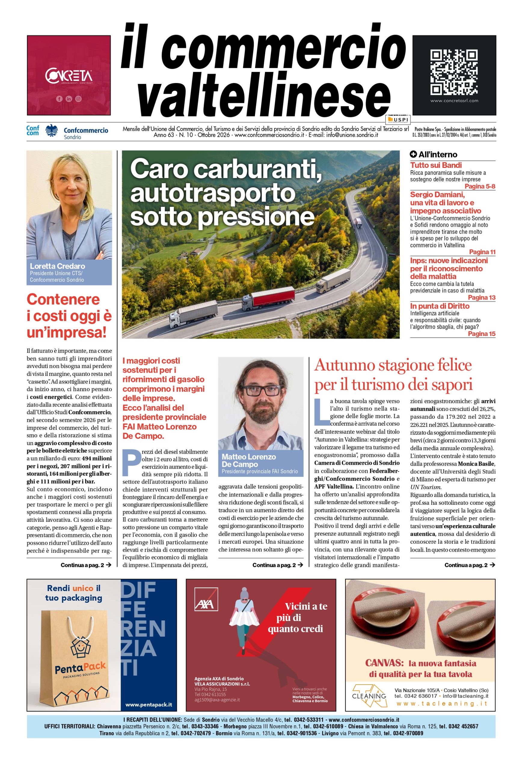 È ONLINE “IL COMMERCIO VALTELLINESE” DI OTTOBRE